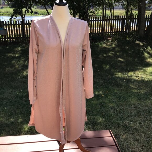 Maurices Womens Longline Cardigan Jacket Shimmering Rose Gold Size L - Picture 1 of 10